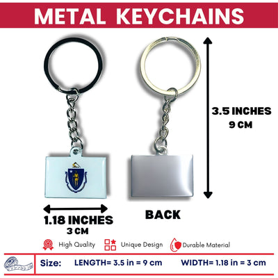 Metal Keychain - State Flag Massachusetts - USA