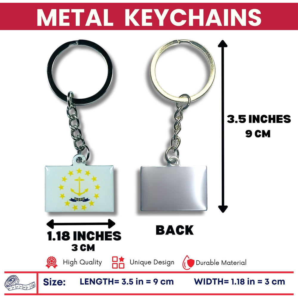 Metal Keychain - State Flag Rhode Island - USA