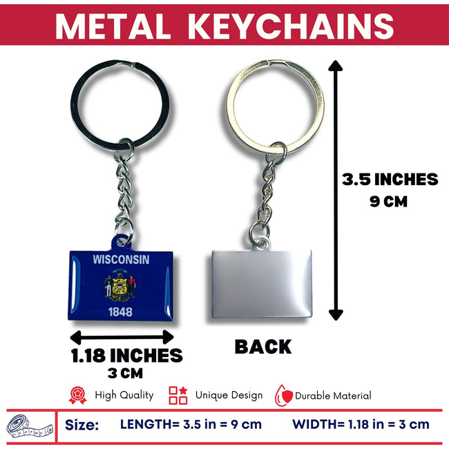 Metal Keychain - State Flag Wisconsin - USA