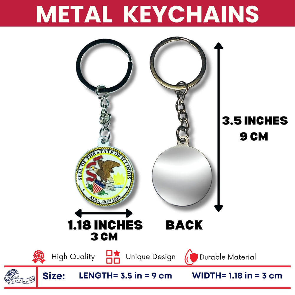 Metal Keychain - State Seal Illinois - USA