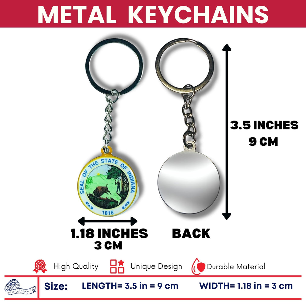 Metal Keychain - State Seal Indiana - USA