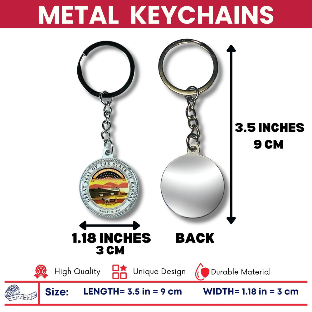 Metal Keychain - State Seal Kansas - USA