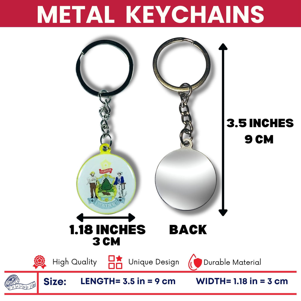 Metal Keychain - State Seal Maine - USA