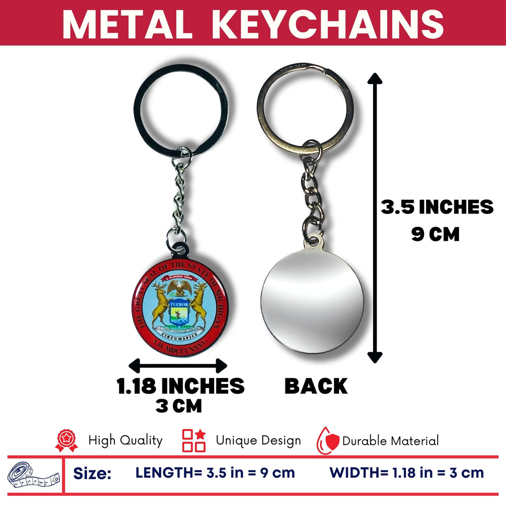 Metal Keychain - State Seal Michigan - USA