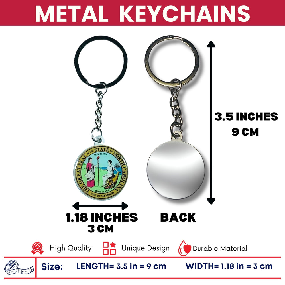 Metal Keychain - State Seal North Carolina - USA