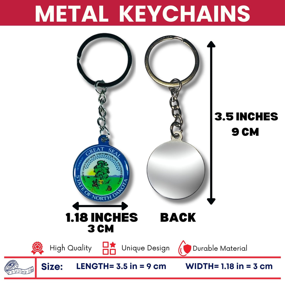 Metal Keychain - State Seal North Dakota - USA