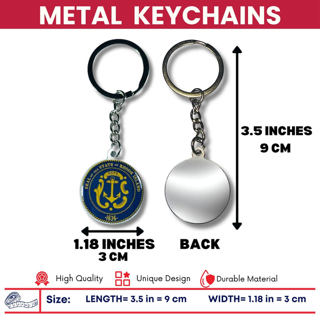 Metal Keychain - State Seal Rhode Island - USA