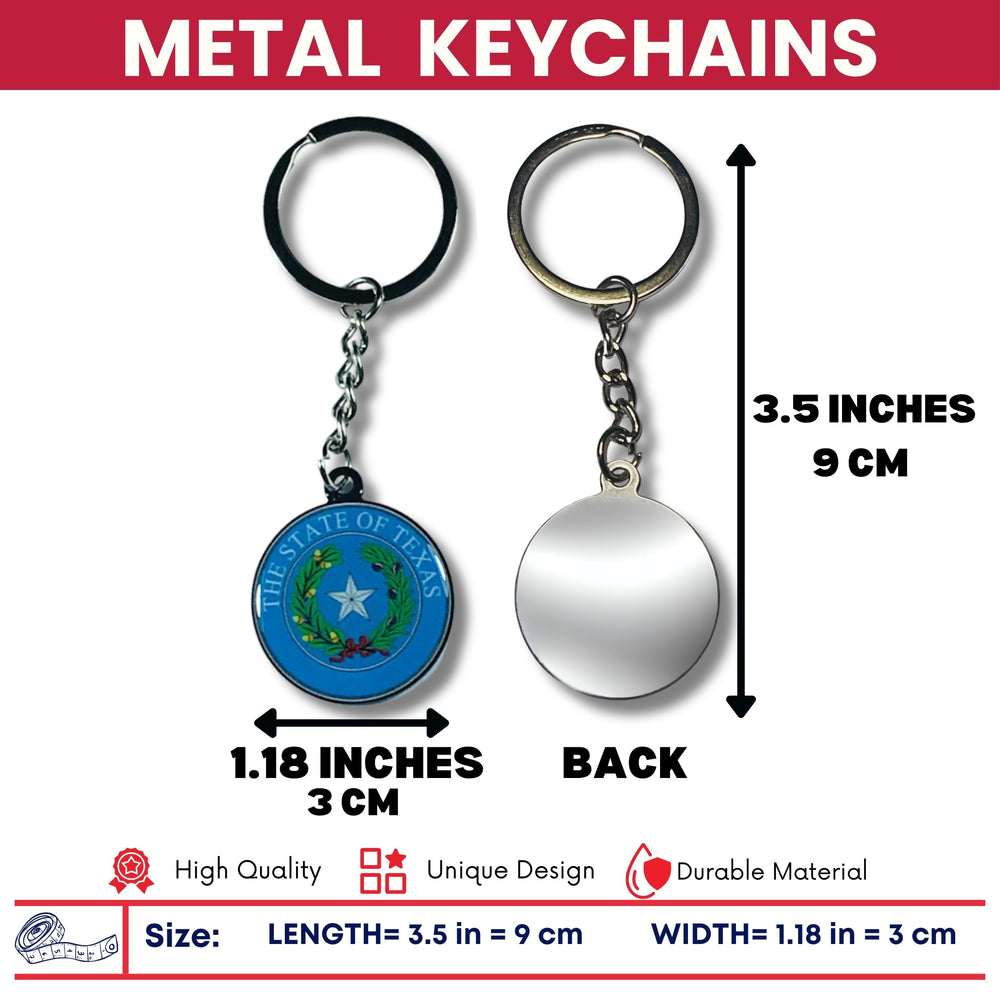 Metal Keychain - State Seal Texas - USA