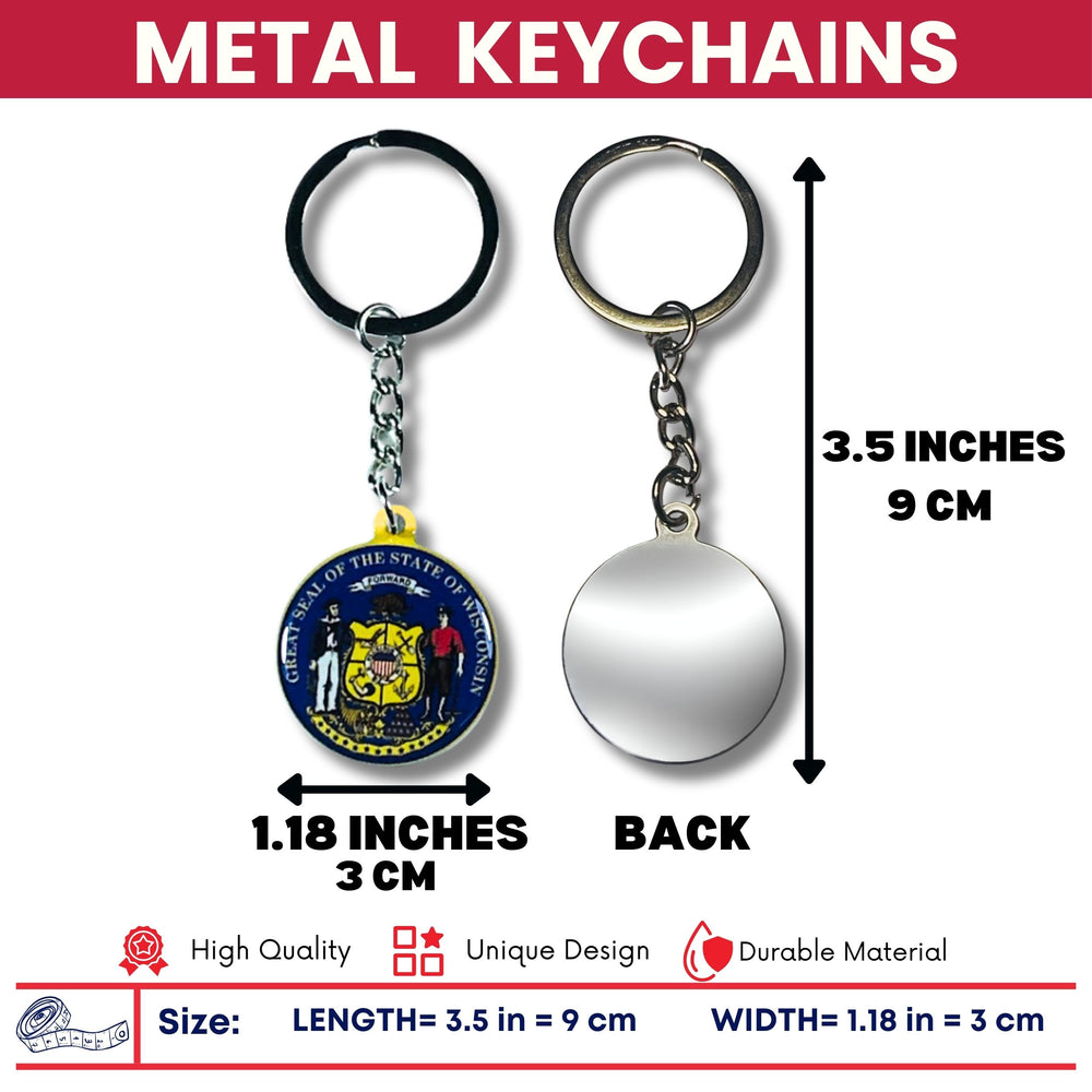 Metal Keychain - State Seal Wisconsin - USA