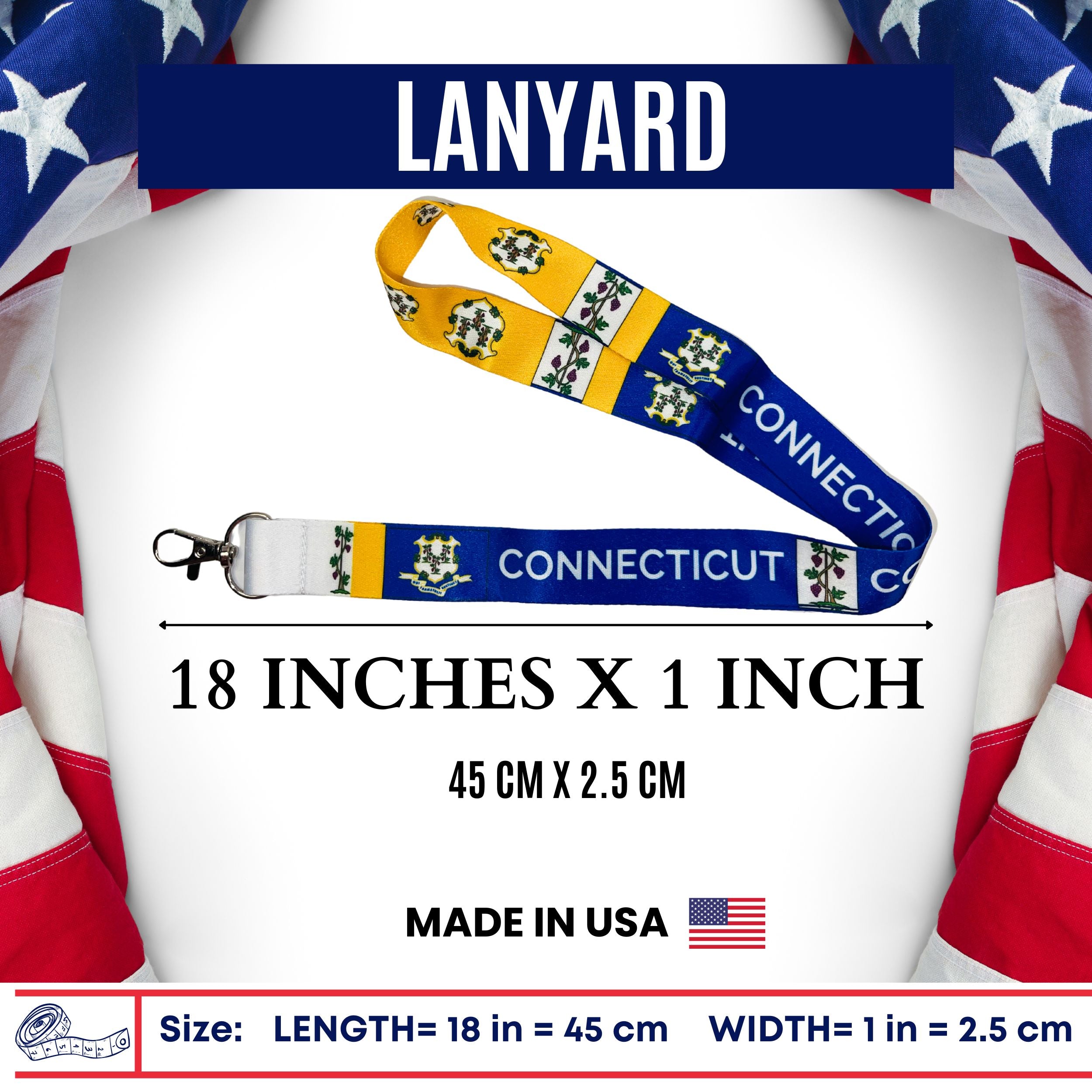Lanyard - State Flag Connecticut - USA - L066