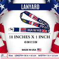 LANYARD - STATE FLAG HAWAII - USA L070 |  18-Inch Flag Lanyard for Keys, ID Badge Holder, Phone, and More | Perfect for Badges & ID Holders - WORLDWIDE SOUVENIRS	