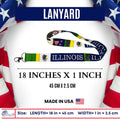 LANYARD - STATE FLAG ILLINOIS - USA L072 |  18-Inch Flag Lanyard for Keys, ID Badge Holder, Phone, and More | Perfect for Badges & ID Holders - WORLDWIDE SOUVENIRS	