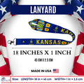 LANYARD - STATE FLAG KANSAS - USA L075 |  18-Inch Flag Lanyard for Keys, ID Badge Holder, Phone, and More | Perfect for Badges & ID Holders - WORLDWIDE SOUVENIRS	