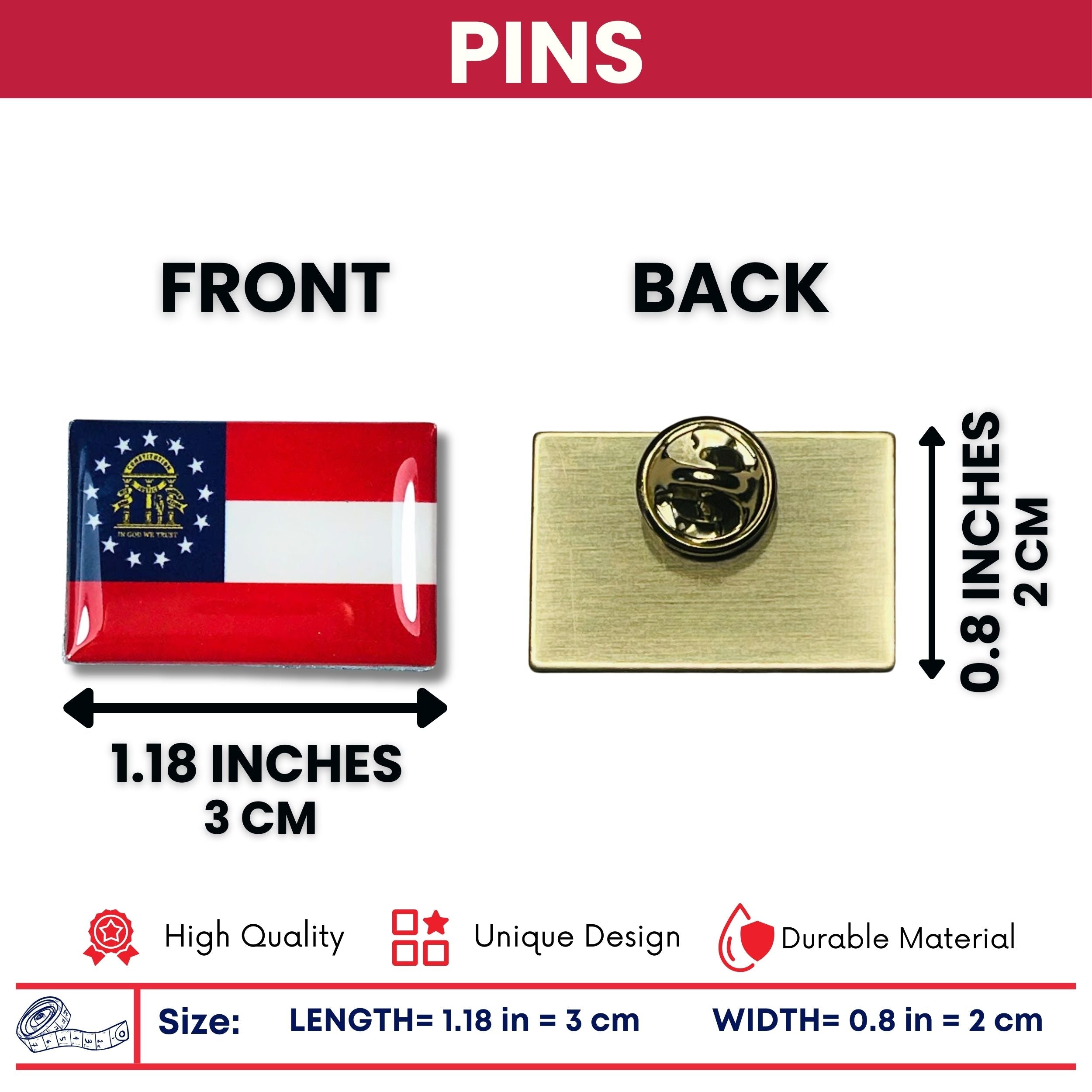 Georgia State Pin Pin - State Flag Georgia - USA – Worldwide Souvenirs