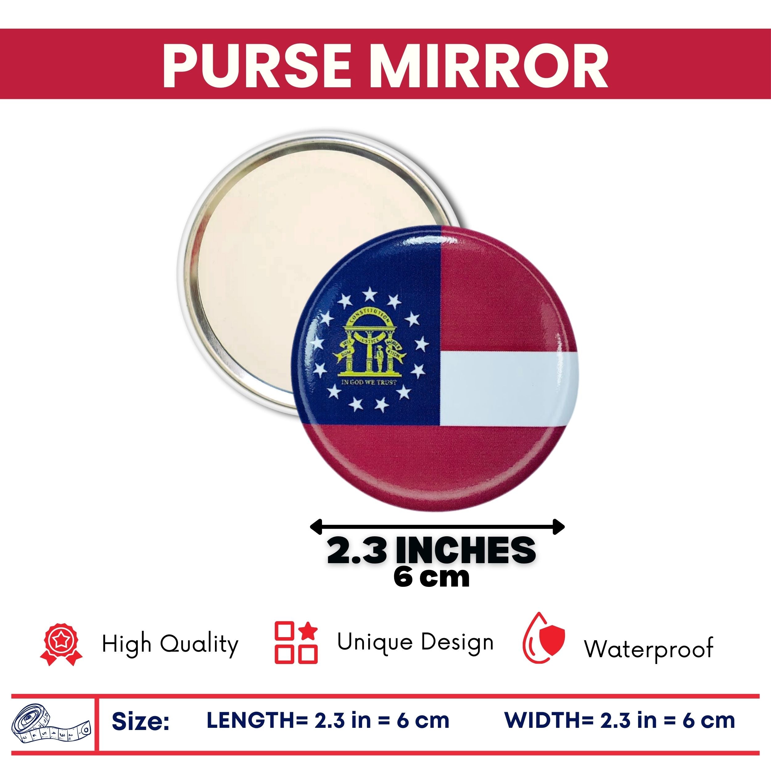 Purse Mirror - State Flag Georgia - USA
