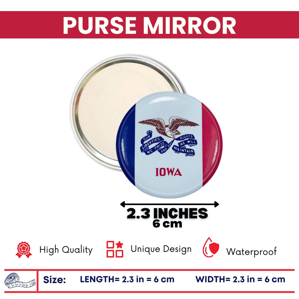 Purse Mirror - State Flag Iowa - USA