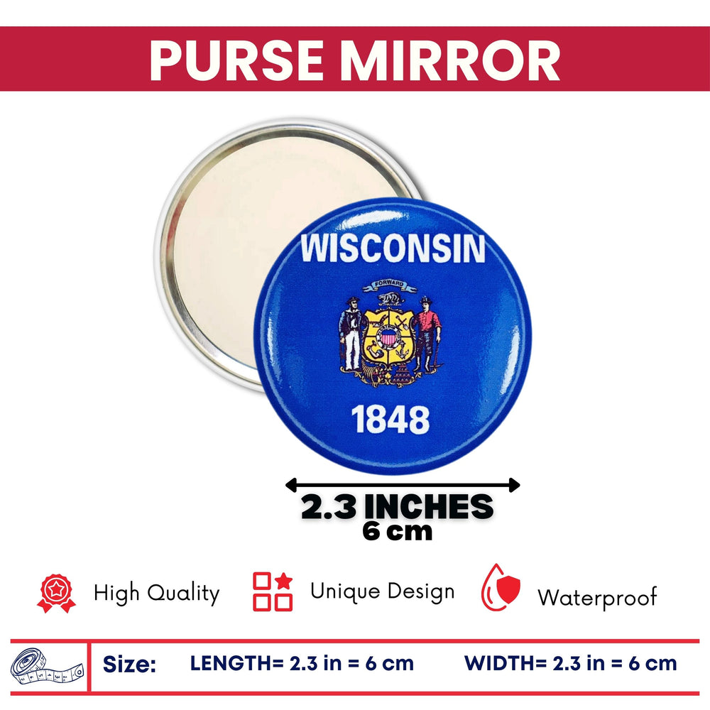 Purse Mirror - State Flag Wisconsin - USA