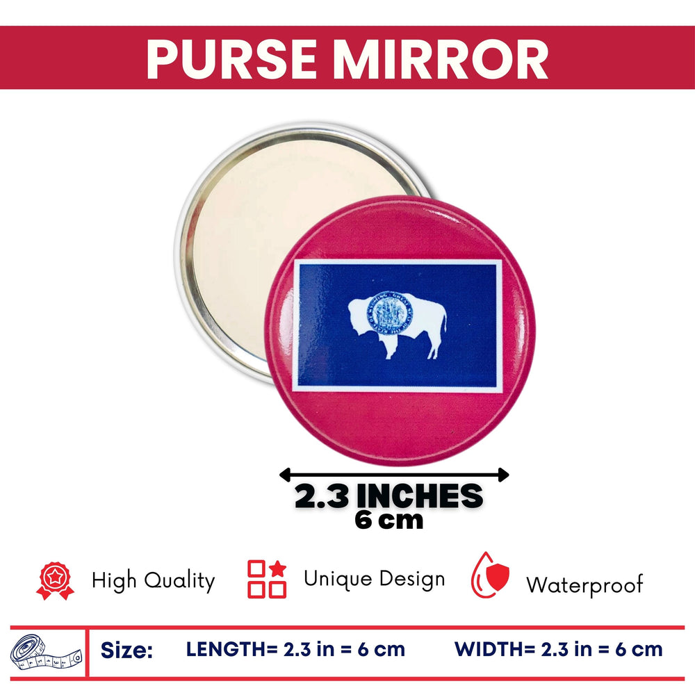 Purse Mirror - State Flag Wyoming - USA