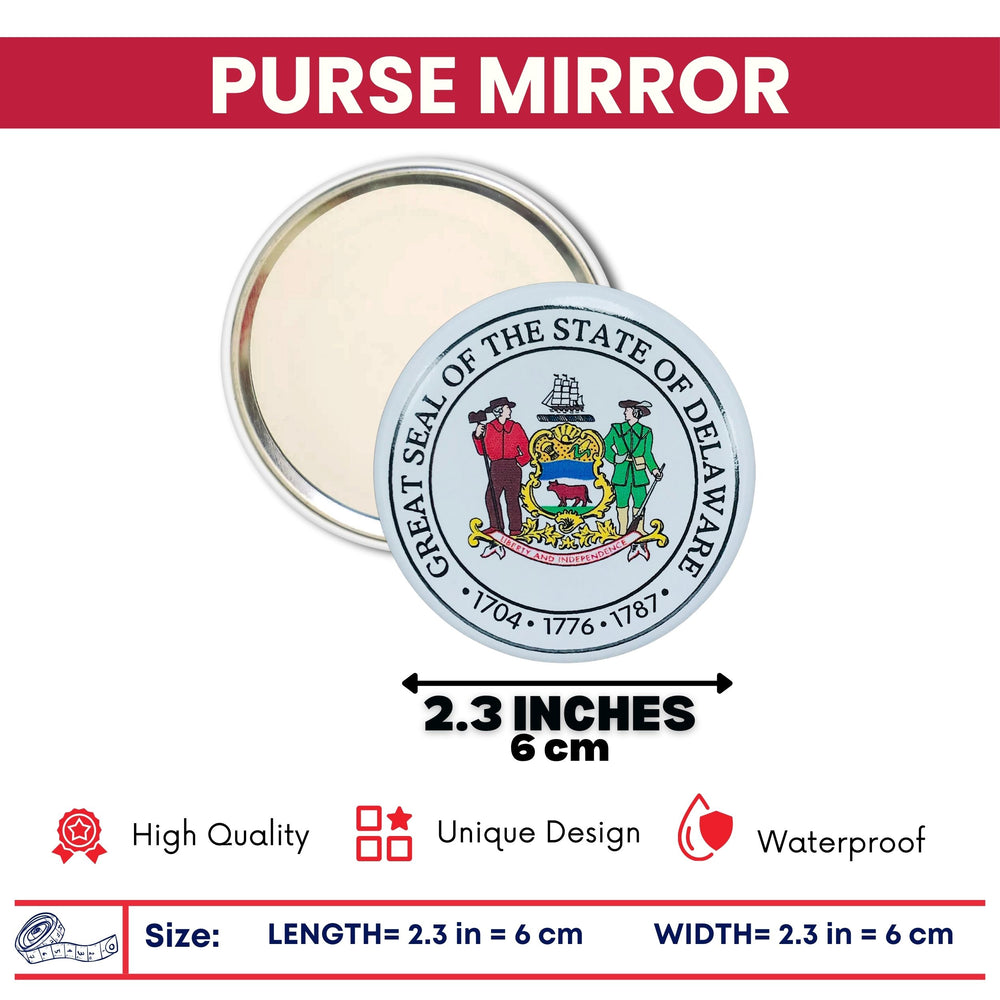 Purse Mirror - State Seal Delaware - USA