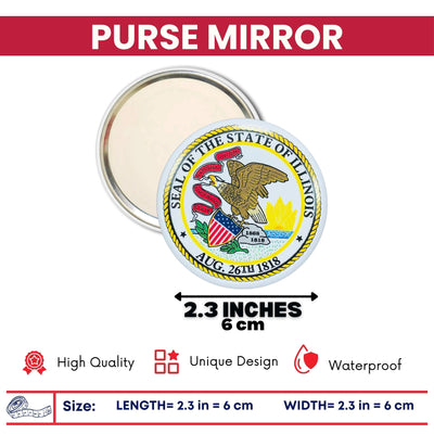 Purse Mirror - State Seal Illinois - USA