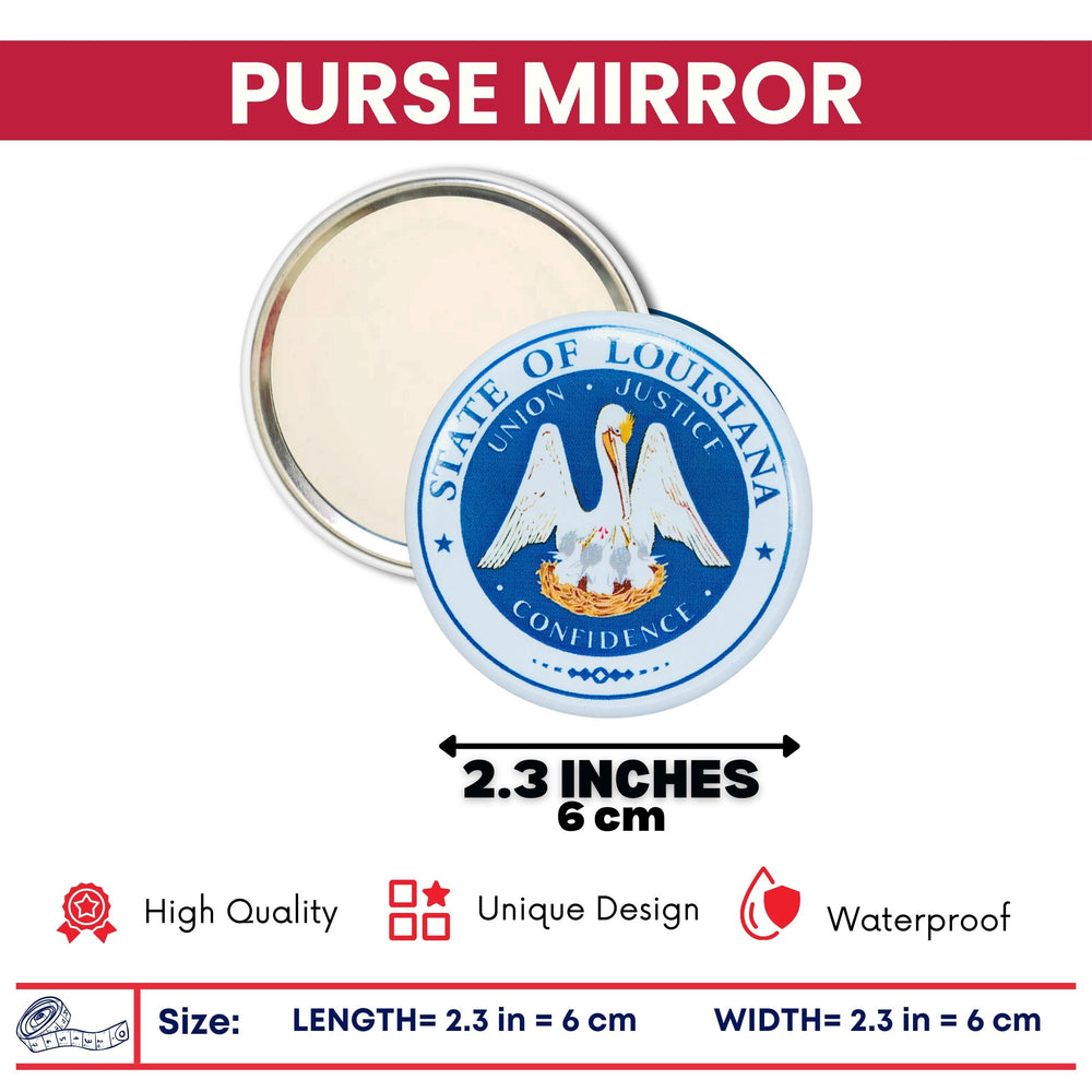Purse Mirror - State Seal Louisiana - USA