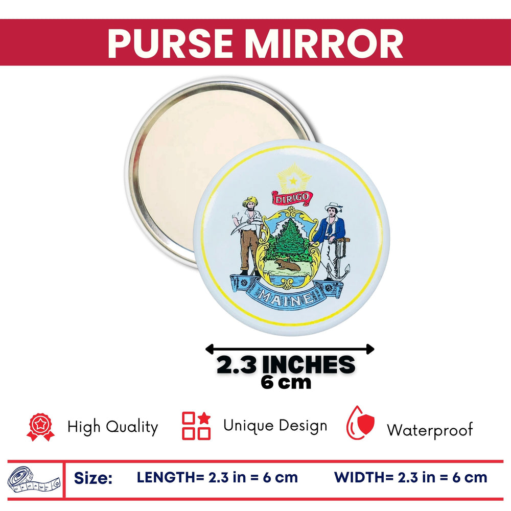 Purse Mirror - State Seal Maine - USA