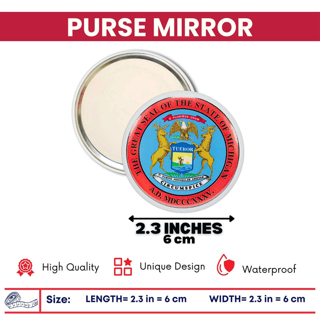 Purse Mirror - State Seal Michigan - USA