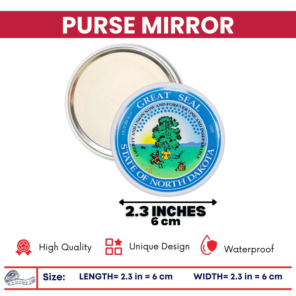 Purse Mirror - State Seal North Dakota - USA