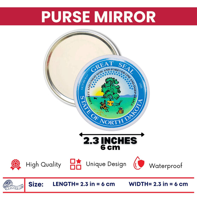 Purse Mirror - State Seal North Dakota - USA