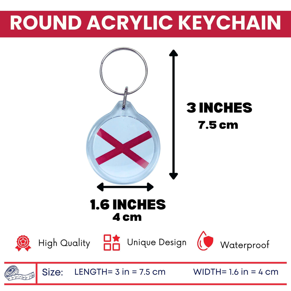 Round Acrylic Keychain - State Flag Alabama - USA
