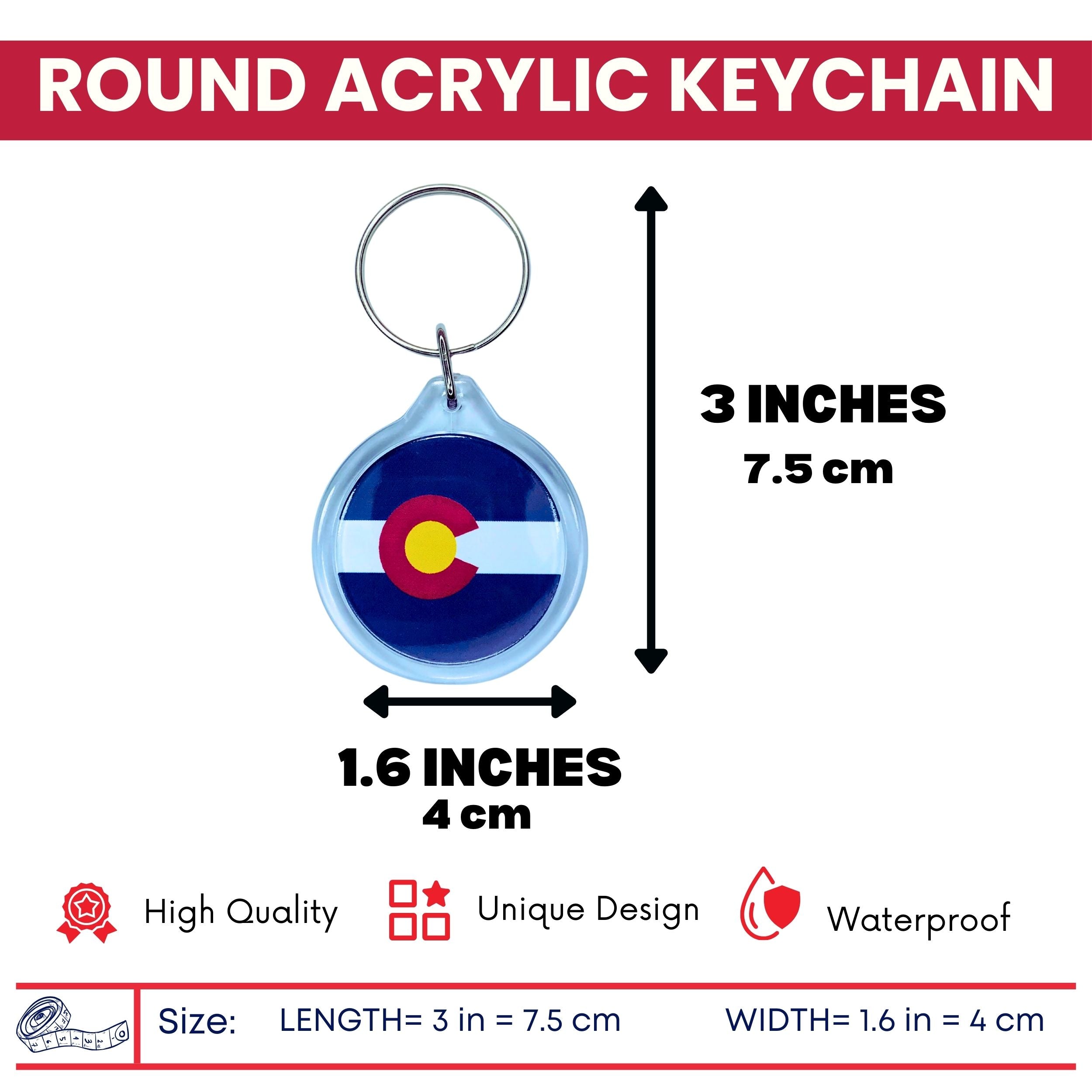Round Acrylic Keychain - State Flag Colorado - USA