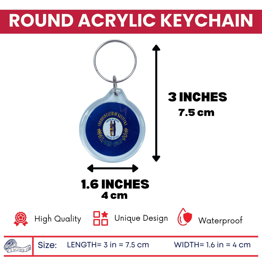 Round Acrylic Keychain - State Flag Kentucky - USA