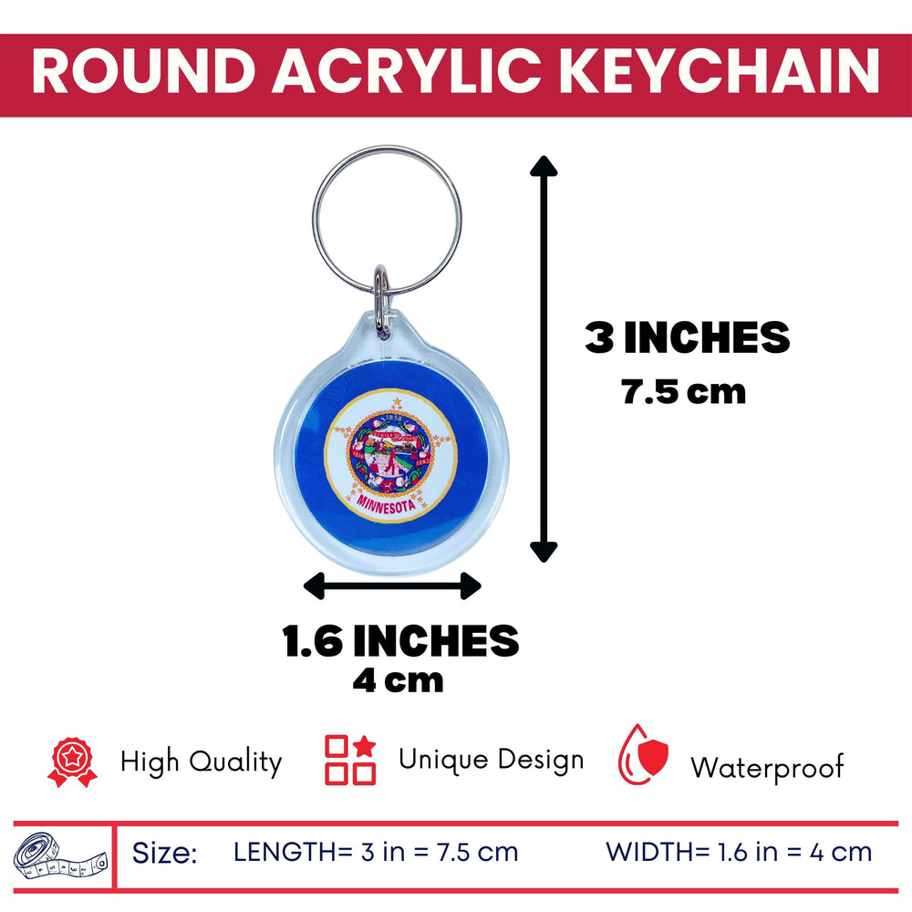 Round Acrylic Keychain - State Flag Minnesota - USA
