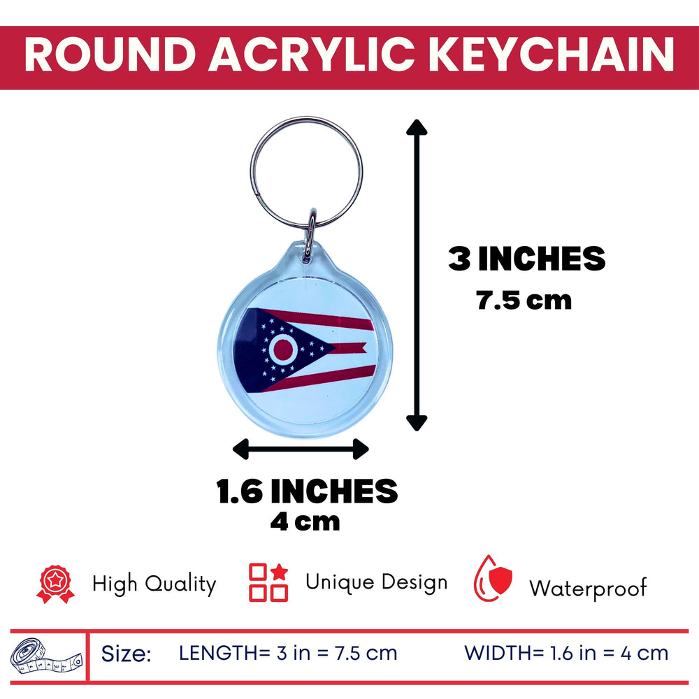 Round Acrylic Keychain - State Flag Ohio - USA
