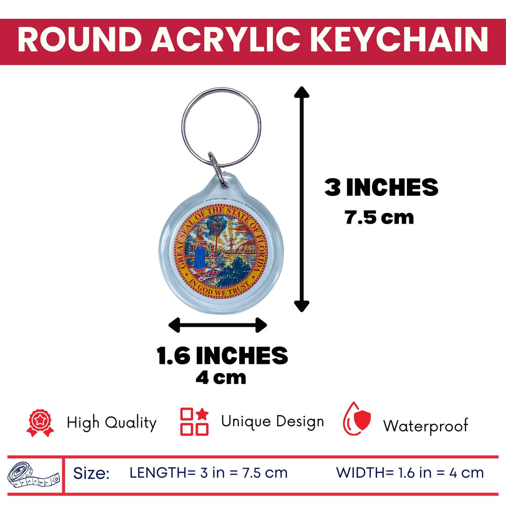 Round Acrylic Keychain - State Seal Florida - USA