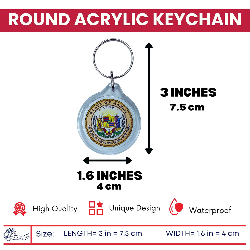 Round Acrylic Keychain - State Seal Hawaii - USA