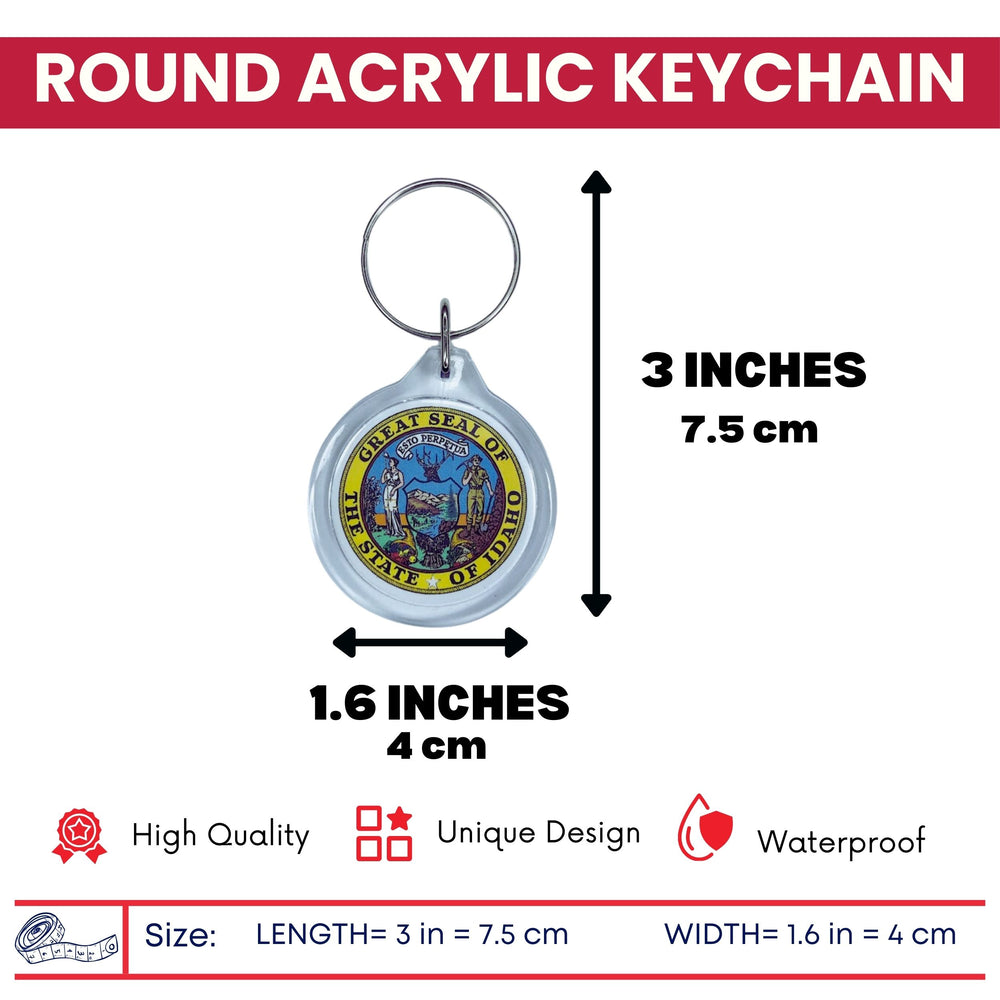 Round Acrylic Keychain - State Seal Idaho - USA