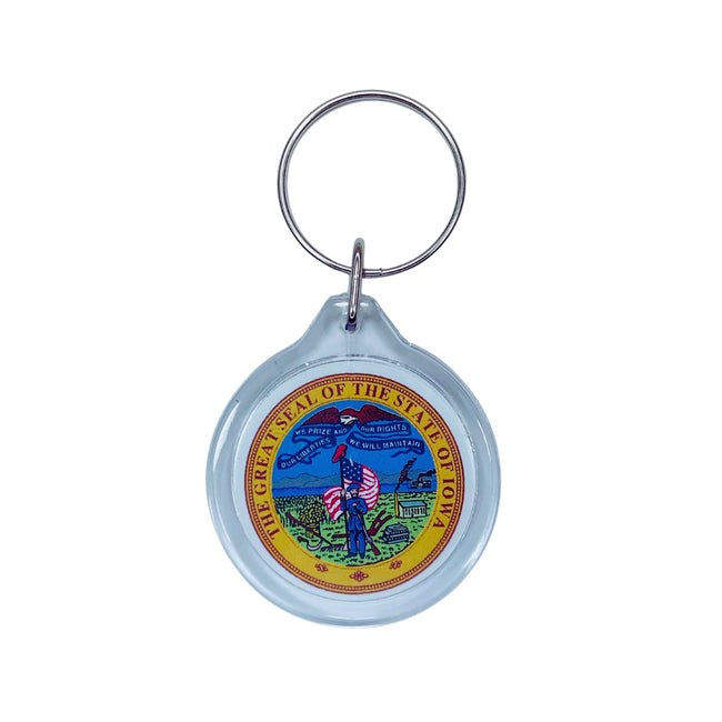 Round Acrylic Keychain - State Seal Iowa - USA