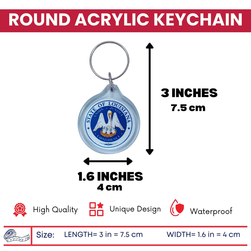 Round Acrylic Keychain - State Seal Louisiana - USA