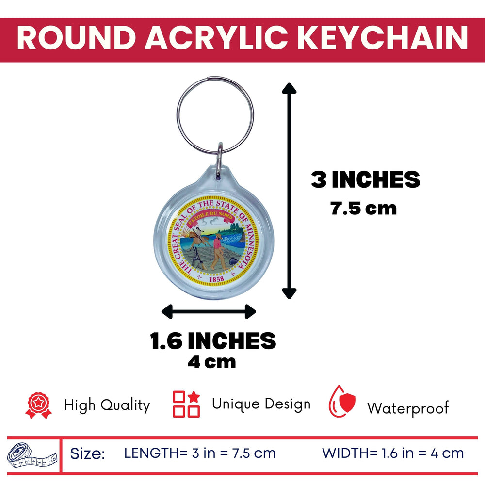Round Acrylic Keychain - State Seal Minnesota - USA
