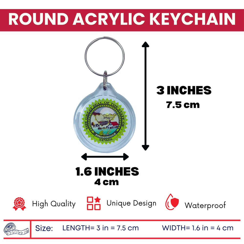 Round Acrylic Keychain - State Seal Nevada - USA