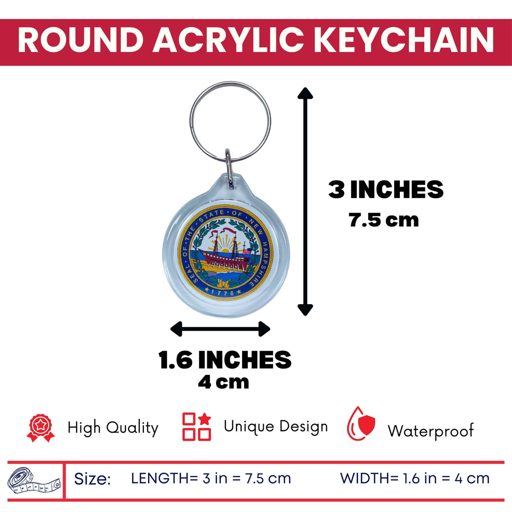 Round Acrylic Keychain - State Seal New Hampshire - USA