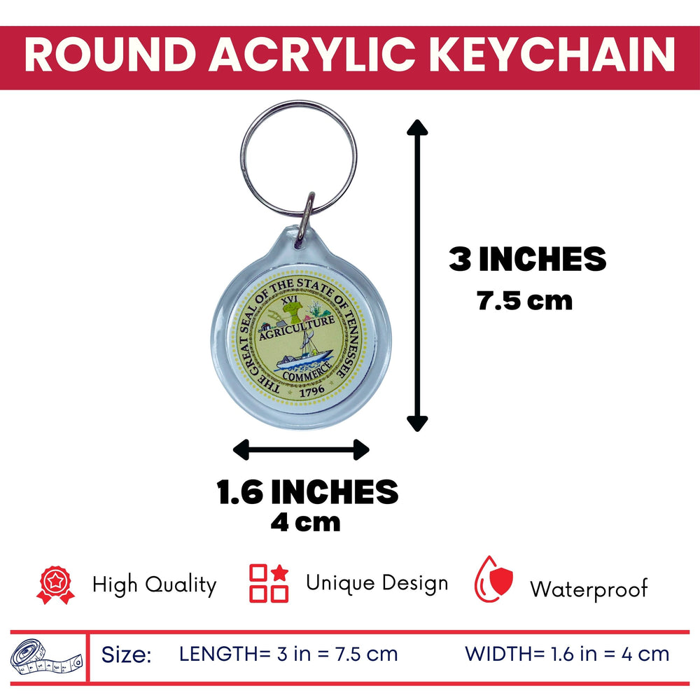 Round Acrylic Keychain - State Seal Tennessee - USA