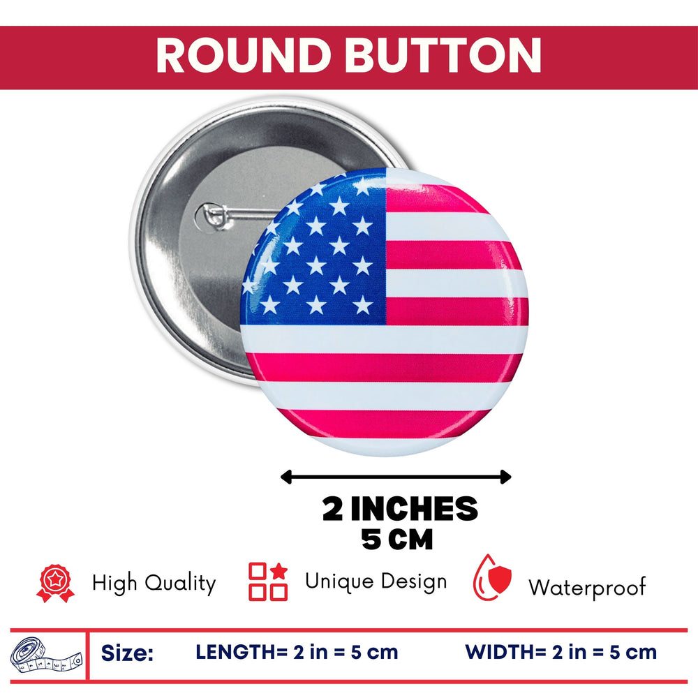 Round Button - Flag United States - USA