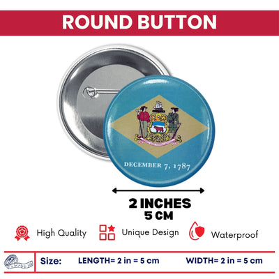 Round Button - State Flag Delaware - USA