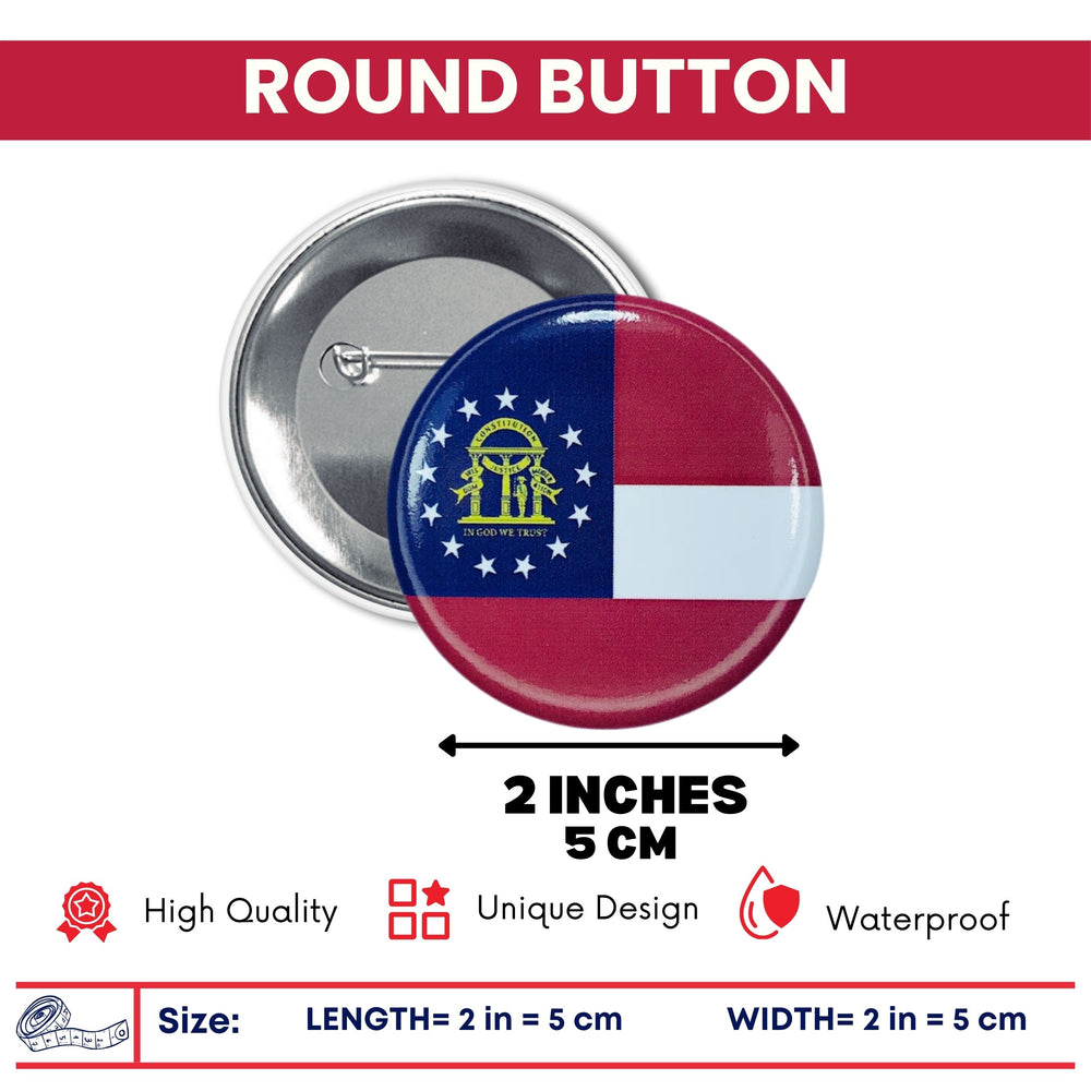 Round Button - State Flag Georgia - USA