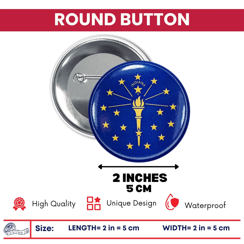 Round Button - State Flag Indiana - USA