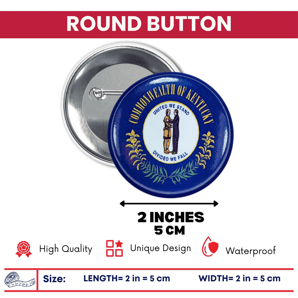 Round Button - State Flag Kentucky - USA