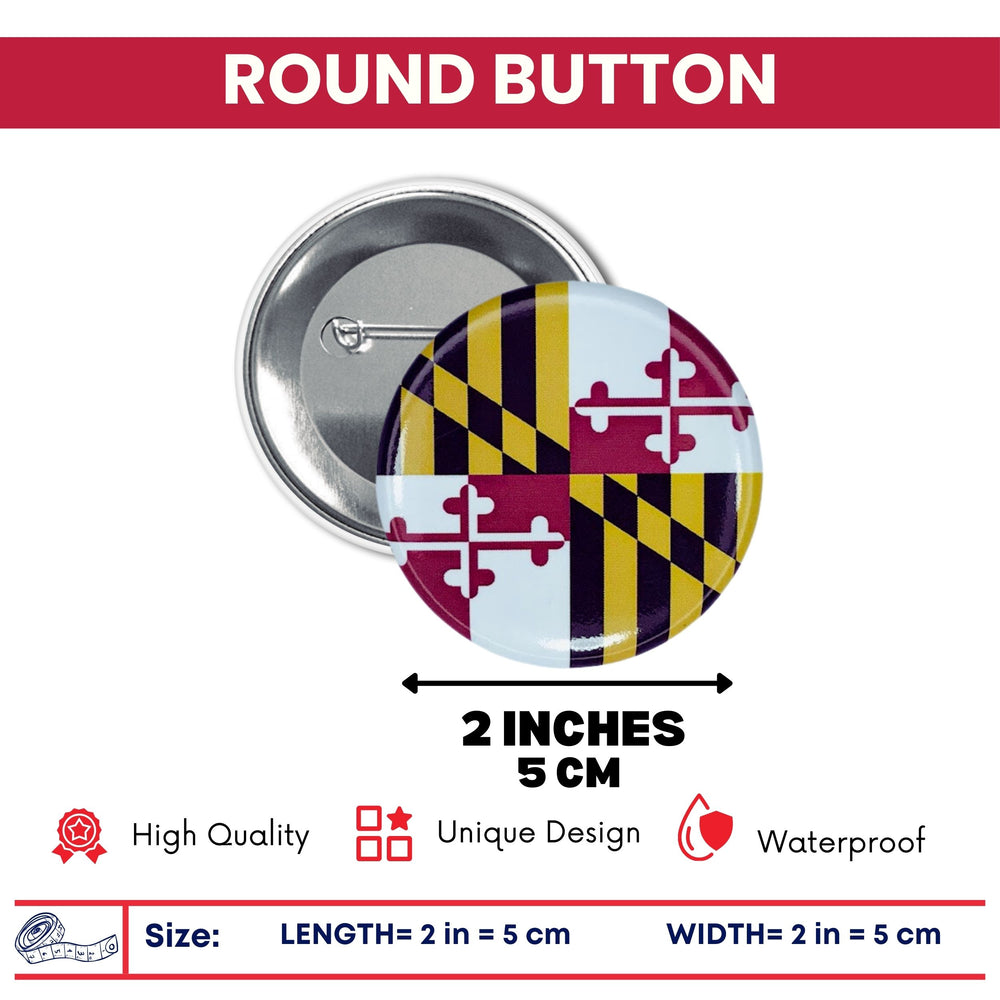 Round Button - State Flag Maryland - USA