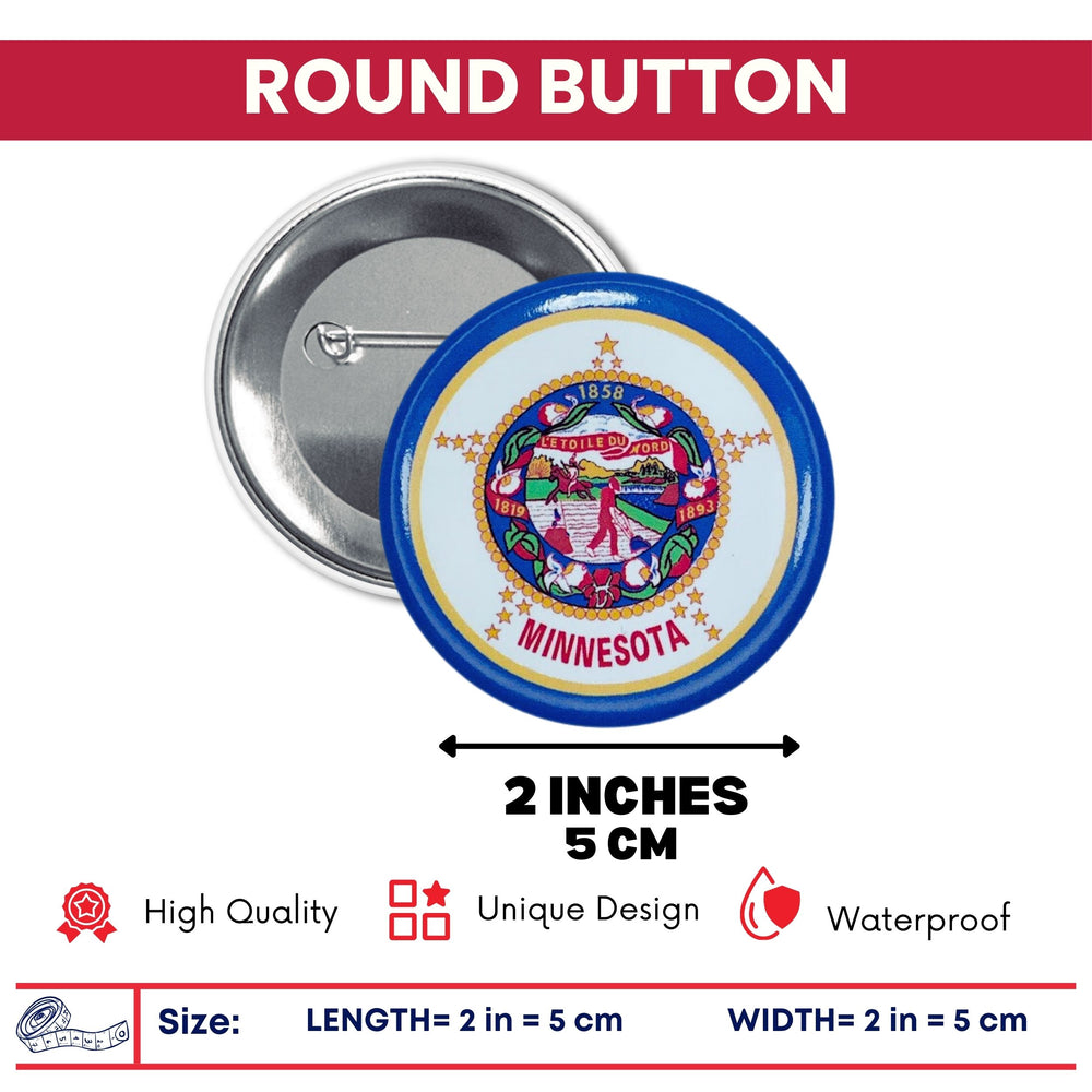 Round Button - State Flag Minnesota - USA